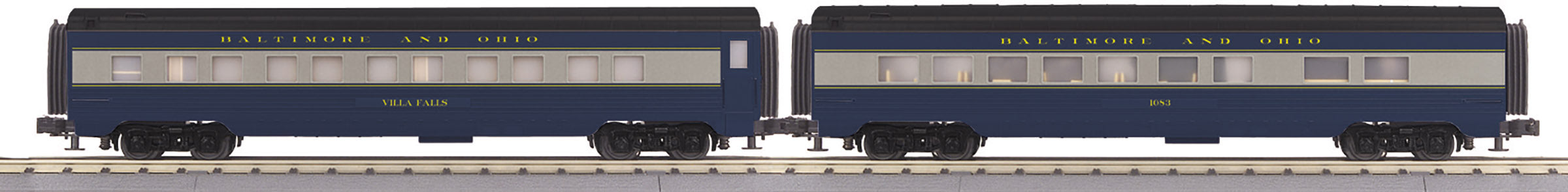 O Gauge RailKing Baltimore & Ohio 2-Car 60’ Streamlined Sleeper/Diner