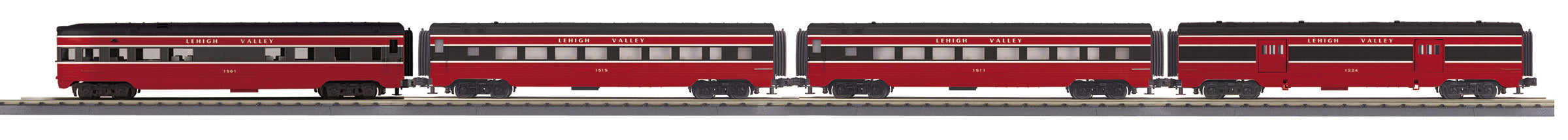 O Gauge RailKing Lehigh Valley 4-Car 60’ Streamlined Passenger Set
