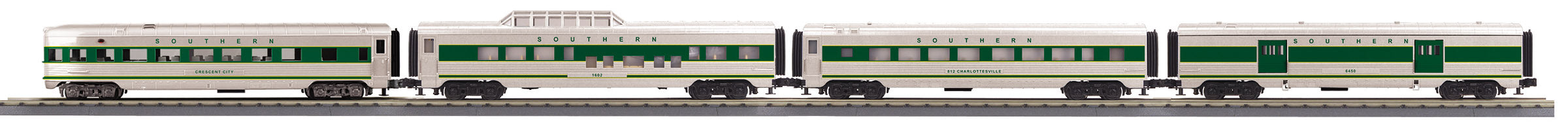 O Gauge RailKing Southern 4-Car 60’ Streamlined Passenger Set