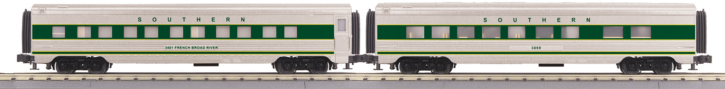 O Gauge RailKing Southern 2-Car 60’ Streamlined Sleeper/Diner