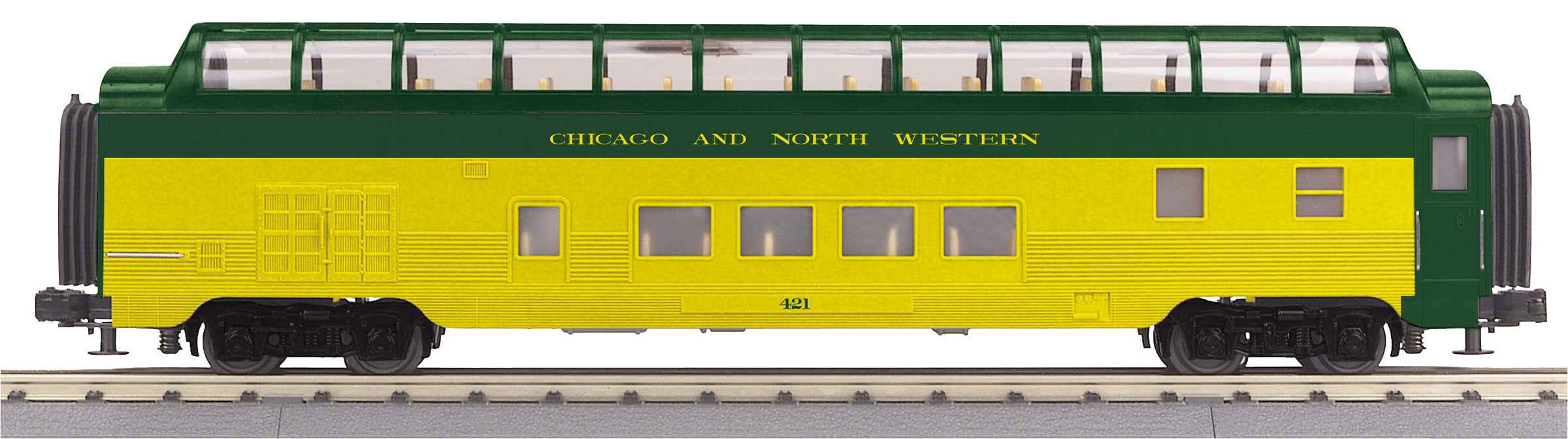 O Gauge RailKing Chicago North Western 60’ Streamlined Full-Length Vista Dome Car