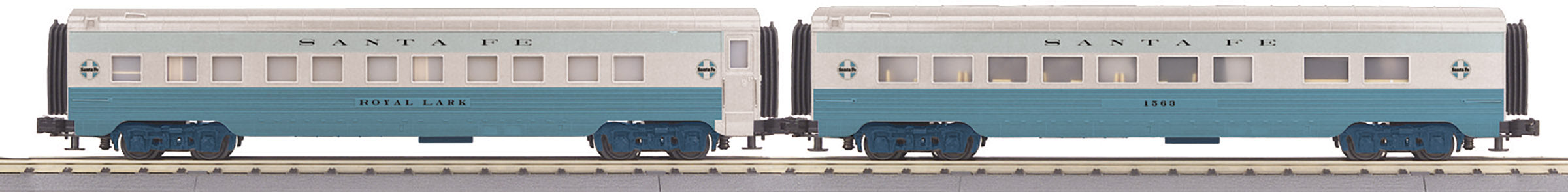 O Gauge RailKing Santa Fe 2-Car 60’ Streamlined ABS Sleeper/Diner