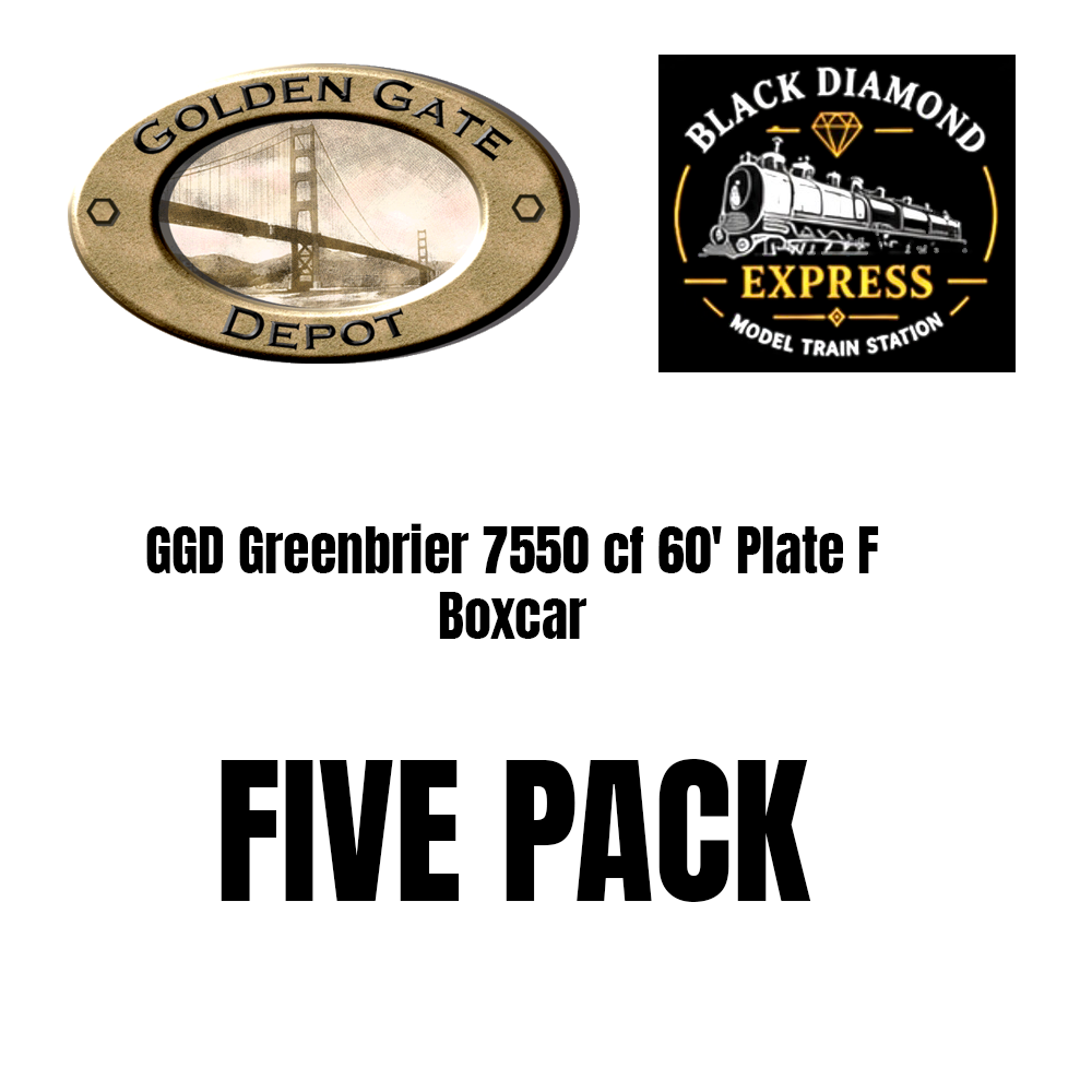 BDE Custom Run - GGD Greenbrier 7550 cf 60' Plate F Boxcar - FIVE PACK