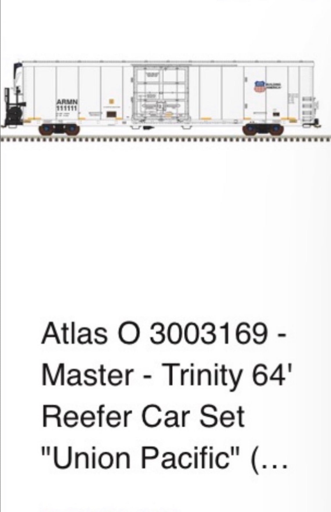 Atlas O 3003169 - Master - Trinity 64' Reefer Car Set "Union Pacific"