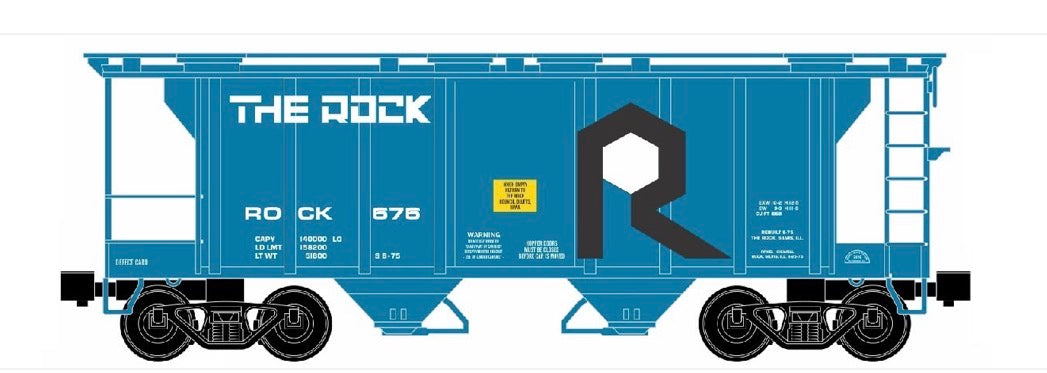 RMT The Rock PS-2 Style 2 Bay Covered hopper car , 3 rail.