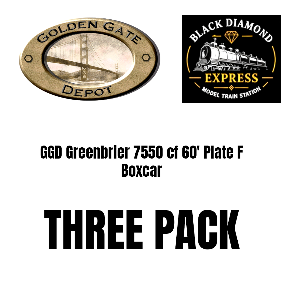 BDE Custom Run - GGD Greenbrier 7550 cf 60' Plate F Boxcar - THREE PACK